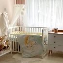 Set lenjerie pentru Patut Bebe din 6 piese Lion crem (1)